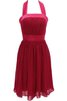 Plissiertes natürliche Taile Chiffon A-Line kurzes Brautjungfernkleid - 4