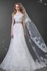 Abito da Sposa Vintage in pizzo con Bottone con Fusciacca con Manica Corte Fuori dalla spalla - 3