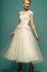 Robe de mariée luxueux classique encolure ronde textile en tulle decoration en fleur - 1