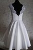 Robe de mariée nature simple col en v foncé avec perle avec manche épeules enveloppants - 4