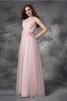 Robe de soirée formelle naturel de princesse de col bateau avec fleurs - 4