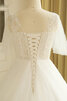 Robe de mariée appliques en dentelle avec perle manche nulle élégant - 9