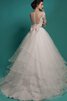 Robe de mariée facile luxueux avec manche 1/2 ceinture en étoffe col u profond - 2