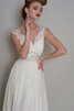 Abito da Sposa in Organza V-Scollo A Terra Naturale Cappellino con Piega - 1