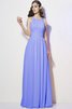Robe demoiselle d'honneur plissé col en bateau au drapée a-ligne en chiffon - 17