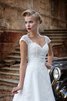 Clasico Vestido de Novia de Corte-A de Encaje Adorno de Manga tapada - 2