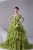 Vestido de Quinceañeras de Corte Evasé de Corte-A de Lazos de Escalonado de Volante - 1