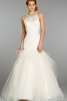 Abito da Sposa Buco Della Serratura Schiena Spazzola Treno in Tulle A-Line in pizzo Anello - 1