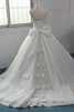 Abito da Sposa in Organza con Fiocco in pizzo in Raso Schiena Nuda con Applique - 2