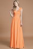 Robe demoiselle d'honneur naturel jusqu'au sol avec chiffon manche nulle a-ligne - 25