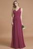 Prinzessin Normale Taille Bodenlanges Brautjungfernkleid aus Chiffon mit V-Ausschnitt - 10