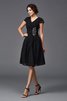 A-Line V-Ausschnitt Normale Taille Wadenlanges Knielanges Brautmutterkleid - 5