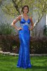 Ärmellos Natürliche Taile Bodenlanges Modern Abendkleid mit V-Ausschnitt - 1