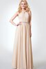 Robe demoiselle d'honneur romantique avec zip a-ligne avec ruban manche nulle - 3