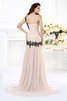 Reißverschluss A Linie Bodenlanges Ballkleid mit Applikation aus Chiffon - 2