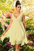 Robe demoiselle d'honneur a-ligne avec chiffon de lotus de col en v avec zip - 8