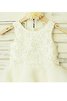 Robe de cortège enfant naturel en tulle fermeutre eclair col u profond a-ligne - 4