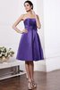 A Linie Elastischer Gewebter Satin Normale Taille Knielanges Kurzes Brautjungfernkleid - 27