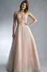 Robe de bal naturel ligne a avec sans manches de col bateau textile en tulle - 7