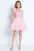 Normale Taille Ärmelloses Prinzessin Mini Cocktailkleid mit Rüschen - 4
