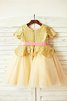 Tüll A-Linie Normale Taille Schaufel-Ausschnitt Prinzessin Blumenmädchenkleid - 3