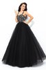 Duchesse-Linie Breiter Träger Anständiges Bodenlanges Quinceanera Kleid mit Applikation - 6