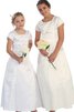 Spaghetti Träger A-Line kurze Ärmeln Blumenmädchenkleid - 4