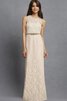 Robe demoiselle d'honneur manche nulle jusqu'au sol col ras du cou avec décoration dentelle - 10