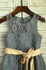 Abito da Cerimonia Bambini in Pizzo con Nastro con Fiore con Fusciacca Naturale - 2