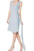 Chiffon A-Line knielanges mini Brautjungfernkleid mit Gürtel - 1