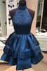 Hoher Ausschnitt Perlenbesetztes Normale Taille Prinzessin Ärmelloses Abiballkleid - 2
