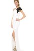 Chiffon Etui bodenlanges langes Brautkleid mit Perlen mit gekappten Ärmeln - 3