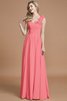Robe demoiselle d'honneur naturel jusqu'au sol avec chiffon manche nulle a-ligne - 34