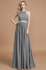 Robe demoiselle d'honneur manche nulle avec zip ruché jusqu'au sol en chiffon - 31