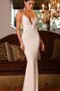 Vestido de Fiesta de Corte Sirena en Gasa de Sin mangas de Escote en V de Natural - 1