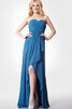 Chiffon vorne geschlitztes A-Line trägerlos Brautjungfernkleid mit offenen Rücken - 1