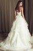 Abito da Sposa convenzionale in Organza Cerniera con Fiore a Sala con Festone - 2