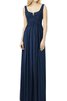 Robe demoiselle d'honneur avec chiffon bandouliere spaghetti ruché a-ligne de col carré - 1