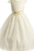 Reißverschluss A-Line Duchesse-Linie Spitze Blumenmädchenkleid mit Bordüre mit Kristall - 1
