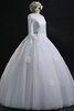 Robe de mariée plissé de mode de bal avec ruban col u profond avec manche 3/4 - 3