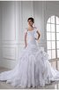 Robe de mariée longue facile appliques textile taffetas avec lacets - 1