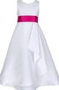 Robe de cortège enfant plissé avec perle manche nulle encolure ronde en satin - 1