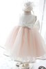 Robe de cortège enfant longue jusqu'au sol en organza col ras du cou manche nulle - 1