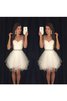 Organza A-Linie Spaghetti Träger informelles bescheidenes Brautkleid mit Rüschen - 1