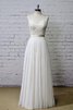 Clasico Vestido de Novia en Tul de Escote redondo de Baja escote en V - 1