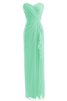 Robe demoiselle d'honneur en chiffon jusqu'au sol avec sans manches avec zip ruché - 1