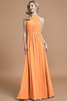 Robe demoiselle d'honneur naturel a-ligne manche nulle en chiffon de princesse - 25