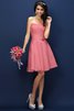 Normale Taille Drapiertes Mini Brautjungfernkleid mit Herz-Ausschnitt mit Plissierungen - 26