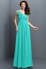 Robe demoiselle d'honneur plissage longue jusqu'au sol de col en v avec chiffon - 15