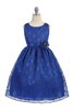 Robe de cortège enfant avec ruban avec fleurs longueur mollet manche nulle encolure ronde - 2